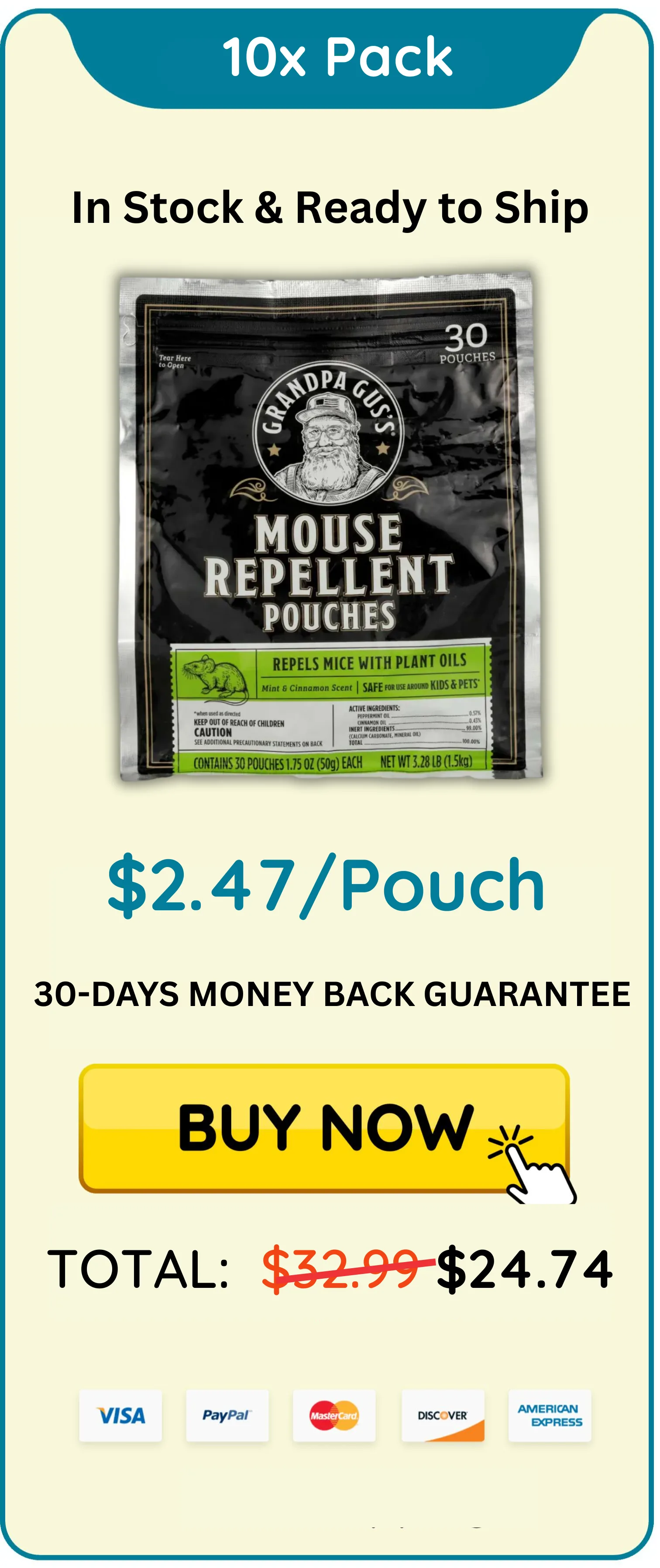 Grandpa Gus's Mouse Repellant package 10
